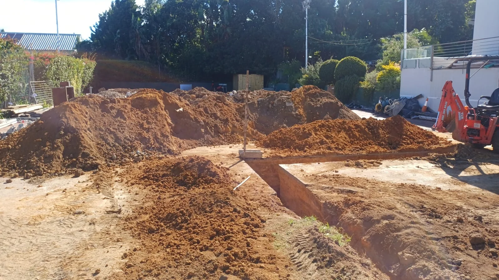 Landscaping and earthmoving operations reshaping terrain for development
